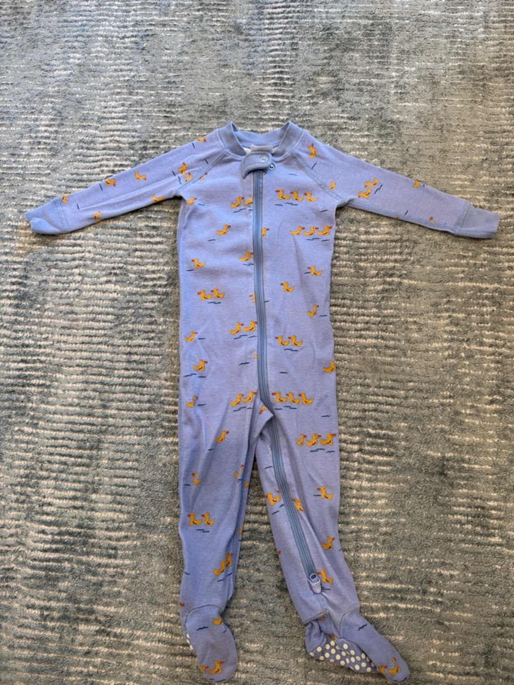 Kids blue Footed One-Piece with Duck Print